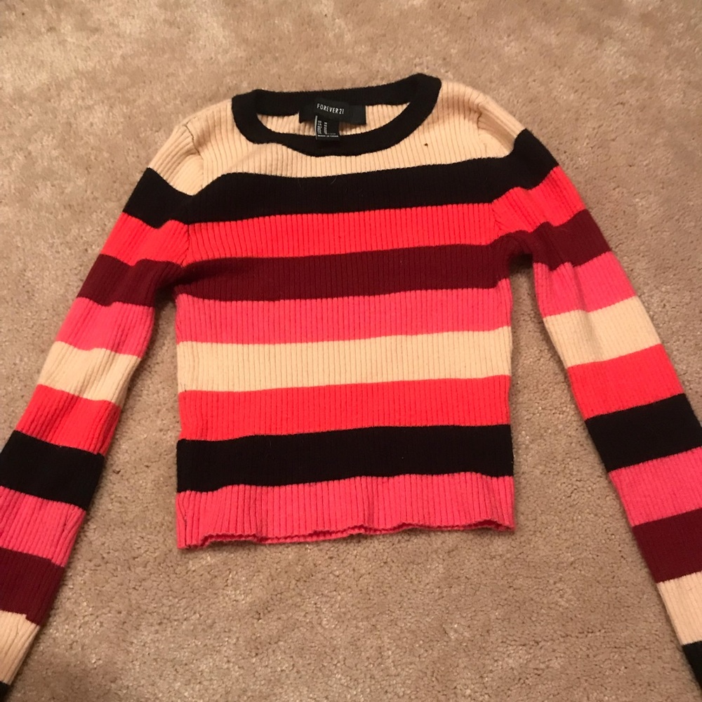 striped long sleeve cropped shirt
